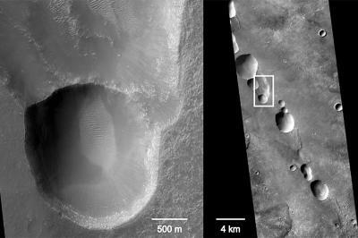 Cânions em colapso em Marte