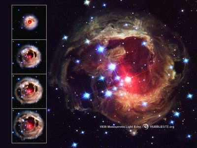 Fundal: Noua imagine a lui Hubble a monocerotelor V838