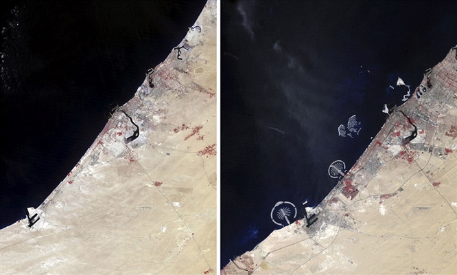 Vergleich von Satellitenbildern von Ivan und Frances