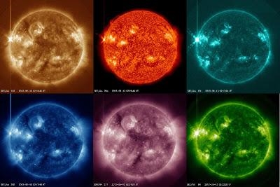 Una llamarada solar de muchos colores