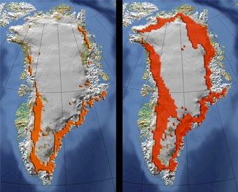 Satellitter måler smeltende grønlandsis