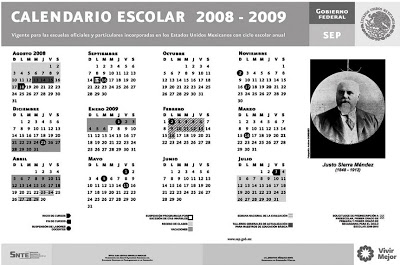 Calendario del año en el espacio 2008