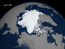 Die arktische Meereisausdehnung ist die drittniedrigste seit Bestehen