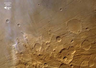 Líneas de campo de falla en Marte
