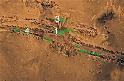 Hibavonalak területe a Marson