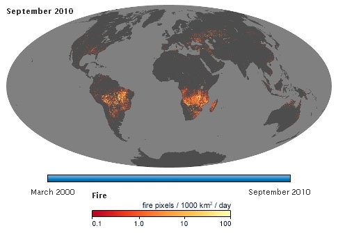 Pe măsură ce lumea arde: Sateliții urmăresc focurile din întreaga lume