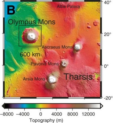 Caldera do vulcão marciano antigo