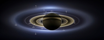 Retrato de Mimas en los anillos de Saturno