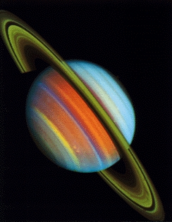 Valse kleurenafbeelding van Titan