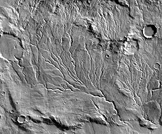 Valles erosionados en Marte