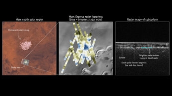 Mars Express atrod Dienvidpola ūdens ledu