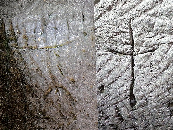 Esculturas em cruz antiga e menorá encontradas lado a lado