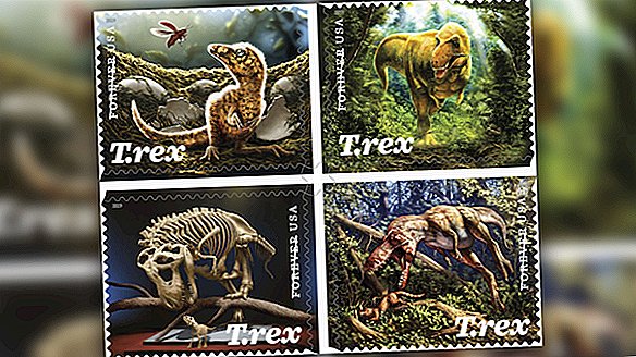 Fuzzy Baby T. Rex is een van de 4 nieuwe postzegels met de Dinosaur King