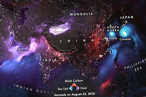 चमकता हुआ नासा का मानचित्र, विशाल धूल को दर्शाता है, जो पृथ्वी के चारों ओर घूमता है