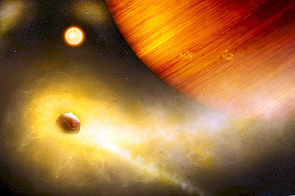 Een met vulkaan bedekte Exomoon kan een planeet omcirkelen op 550 lichtjaar afstand