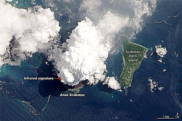 우주에서 발견 된 아낙 크라 카타 우 화산 분화 (사진)