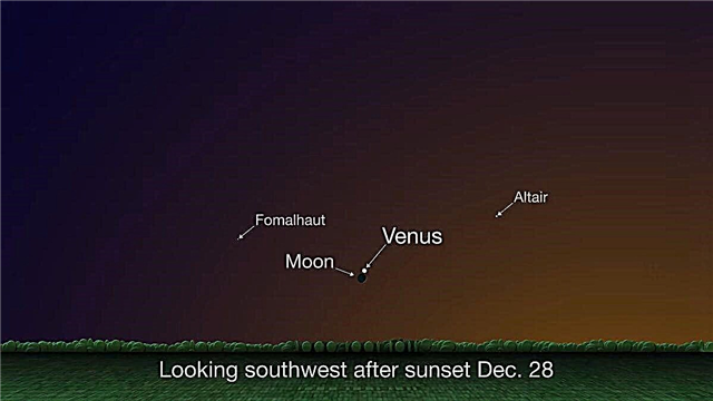 Zie Venus en de maan samen schitteren in het kerstgeschenk (Earthshine, Too!)
