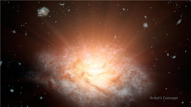 Изключително блестяща галактика получи енергията си, като поглъща съседите си