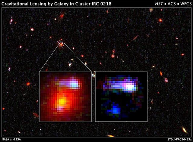 Hubble mostra a galáxia mais distante de lentes de todos os tempos