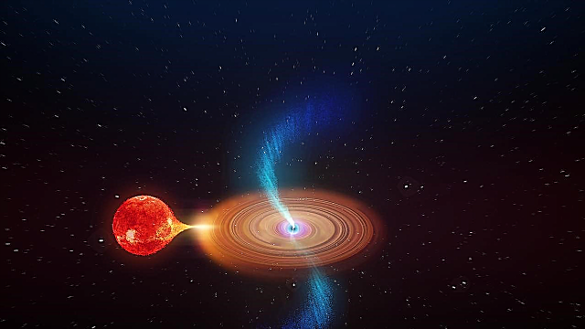 Snel draaiend zwart gat spuugt klodders plasma uit