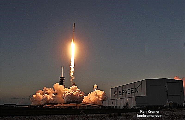 SpaceX Stages Atemberaubender Sunset Blastoff als recycelter Falcon 9 fliegt mit SES / EchoStar HDTV Sat in die Umlaufbahn; Booster landet wieder auf See - Space Magazine