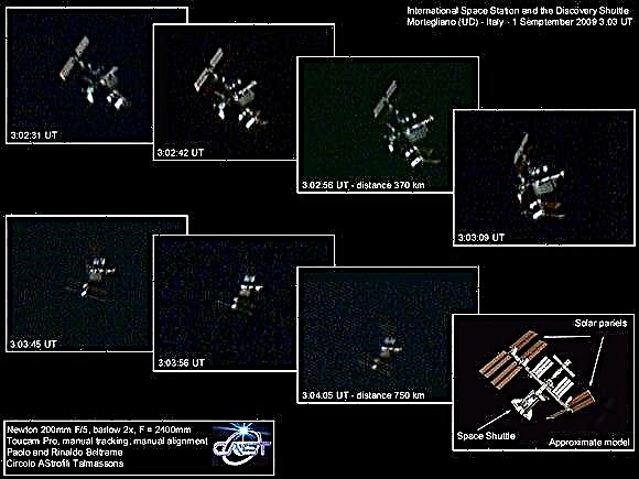 Excelentes vistas da ISS e do ônibus espacial da Terra e do Espaço