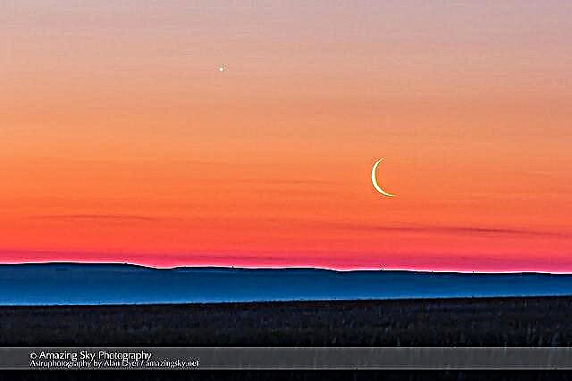 Prachtige Astrophotos: Crescent Moon en Venus Rising