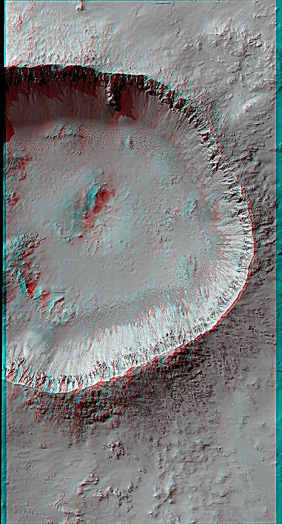Vista 3D incrível dentro de uma cratera marciana