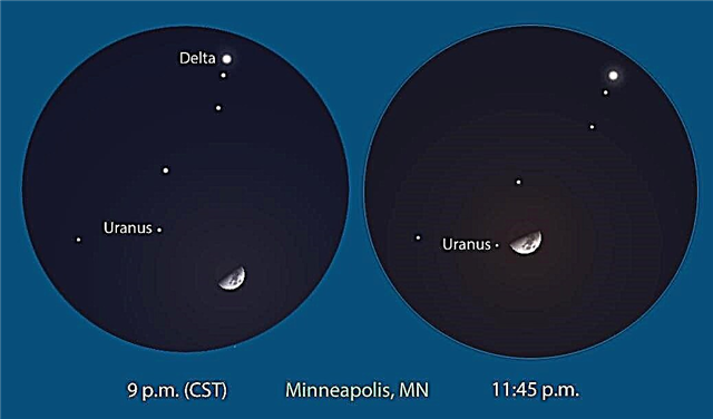 Meia-lua faz um passe dramático hoje à noite em Urano