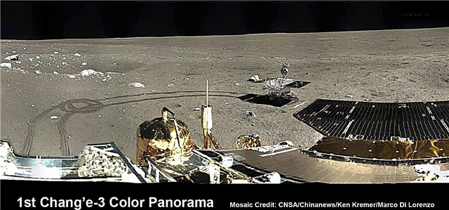1e 360 ​​graden kleurenpanorama van de Chinese Chang'e-3 maanlander