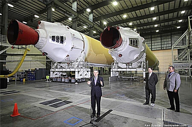 La NASA presenta los potentes propulsores de cohetes pesados ​​Delta IV de Orión para el despegue de diciembre de 2014