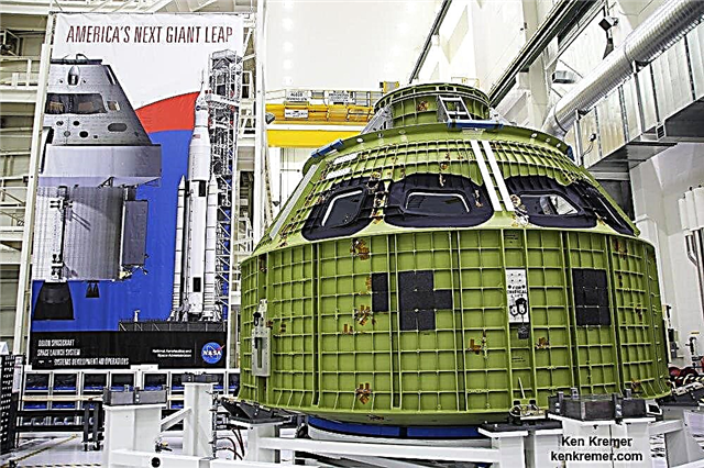 وكالة ناسا تكشف عن سفينة ضغط أوريون في إطلاق شركة KSC في مهمة القمر EM-1 في عام 2018