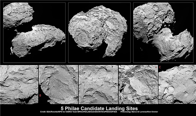Rosetta ajaloolise Philae komeedi Landeri jaoks valitud 5 maandumiskoha kandidaati