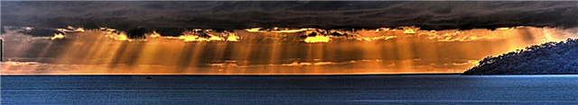 Astrofotografía: cortina de rayos crepusculares al amanecer
