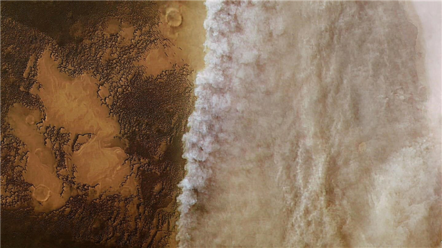 ภาพถ่ายอันน่าทึ่งนี้แสดงพายุฝุ่นบนดาวอังคารขณะที่มันกำลังจะไป
