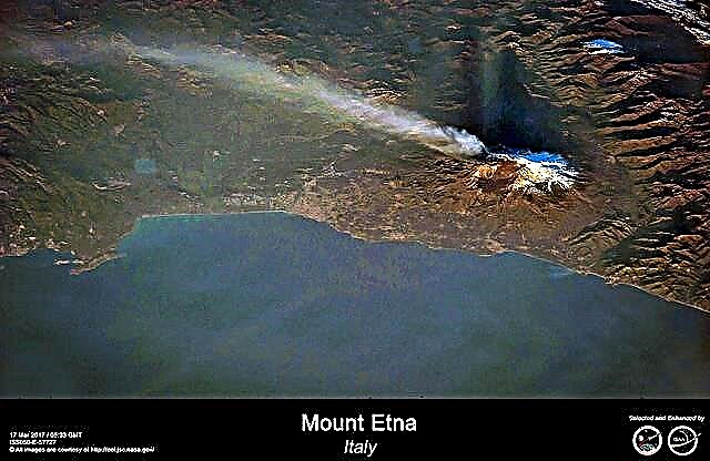 Astronauten vangen een fantastisch uitzicht op de Etna-uitbarsting