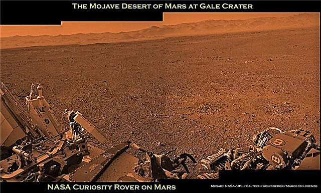 Curiosidade e o deserto de Mojave de Marte - Panorama da cratera Gale