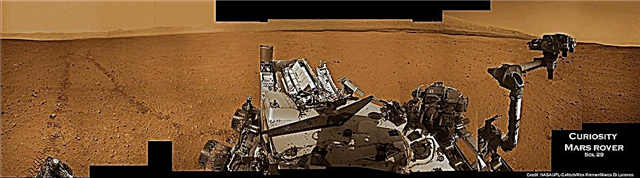Curiosité itinérante au travail sur Mars à la recherche d'ingrédients de la vie