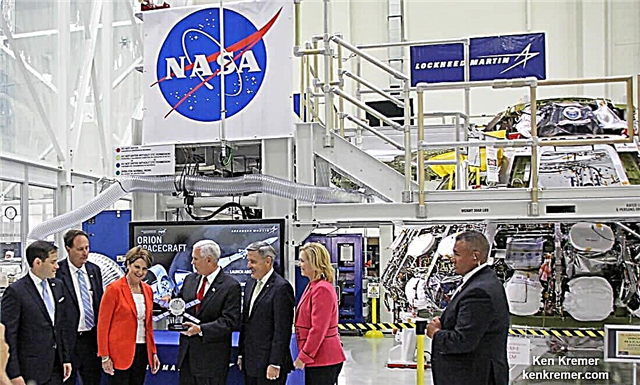 VP Pence solījumi atgriezties Mēness, zābaki uz Marsa KSC vizītes laikā