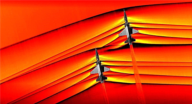 Đây là một bức ảnh thực tế về các sóng xung kích từ các máy bay phản lực siêu âm tương tác với nhau