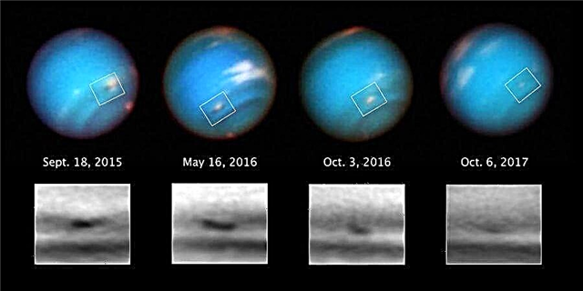 De enorme storm van Neptunus krimpt weg in nieuwe beelden van Hubble