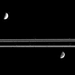 Kaksi Saturnuksen kuut jakaa renkaat