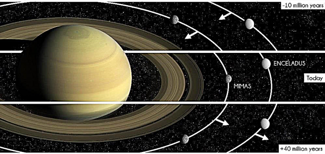 Mimas atravessa os anéis de Saturno como um limpa-neve