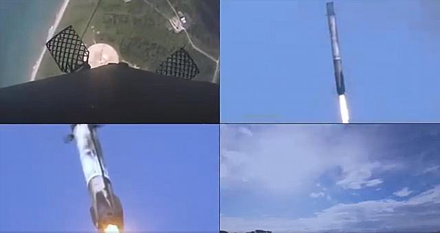 Echa un vistazo a este video Quad súper genial de la reentrada de Falcon. ¡Dos auges sónicos!