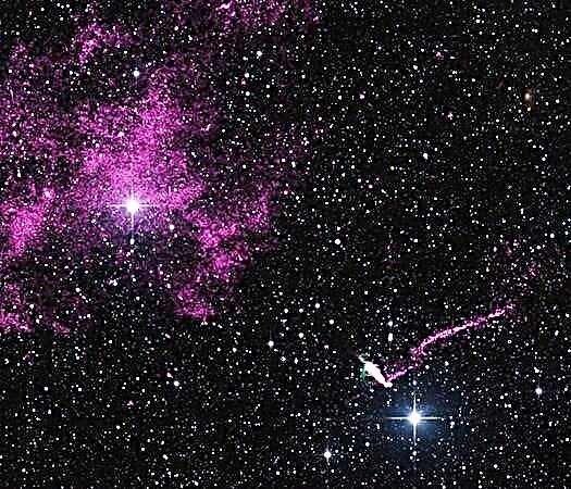 Runaway Pulsar создает самый длинный реактивный след из когда-либо замеченных