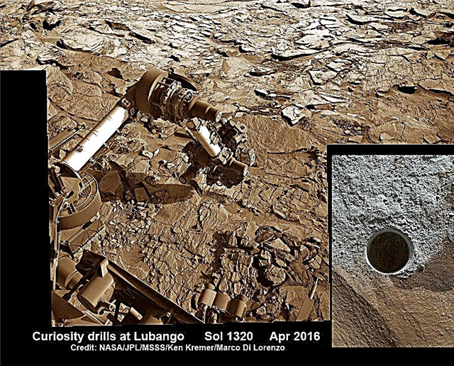 Buracos de núcleos de curiosidade em Marte na zona de fratura "Lubango"