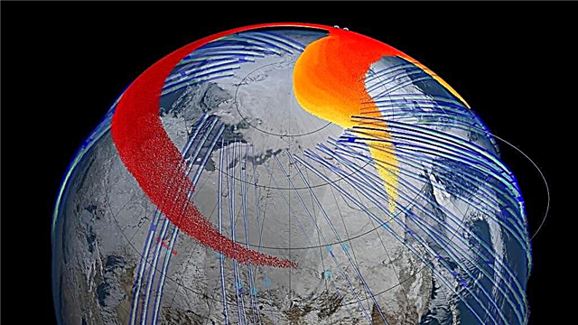 Satellitenbeobachtungen Staub vom Tscheljabinsker Meteor, der sich auf der Nordhalbkugel ausbreitet