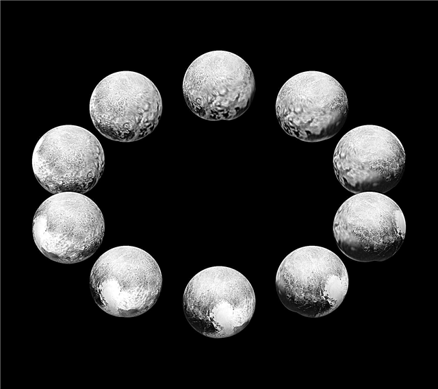 Посмотрите дневные виды Плутона и вращения Харона