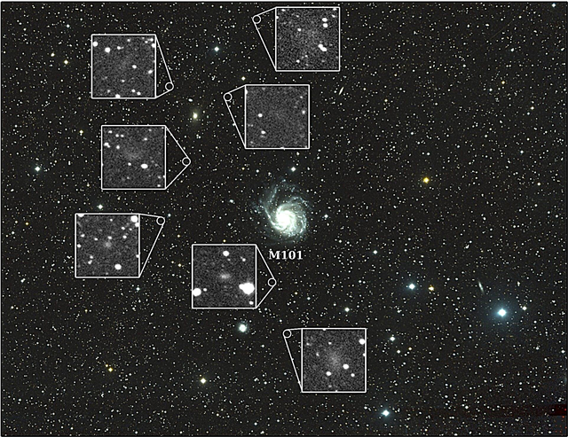 Găsite! Șapte pitici înconjoară câmpul de vedere al „Galaxy Pinwheel”