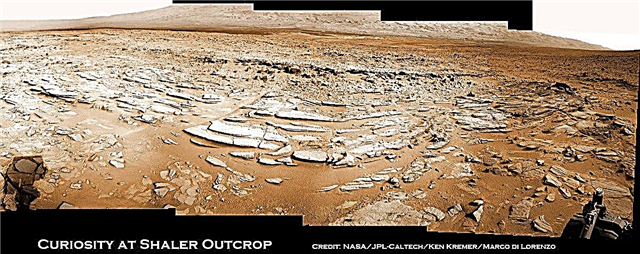 Curiosity inspecte un affleurement de «Shaler» lors de sa descente vers la cible de forage de Yellowknife Bay - 2D / 3D